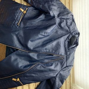 Faux leather moto jacket